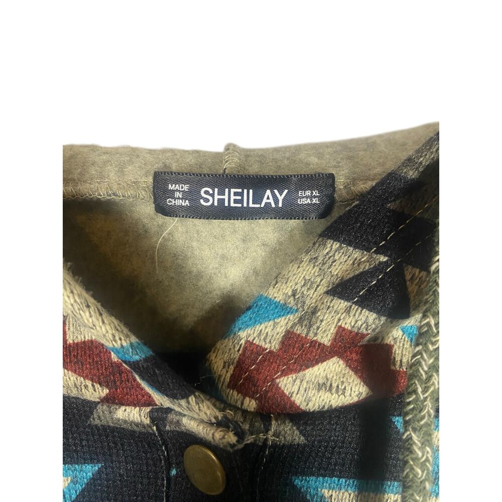 Sheilay Geometric Aztec Pattern Gray Pullover Hoo… - image 3